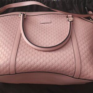 GUCCI - AUTHENTIC PINK LEATHER MICRO GUCCISIMA TOTE